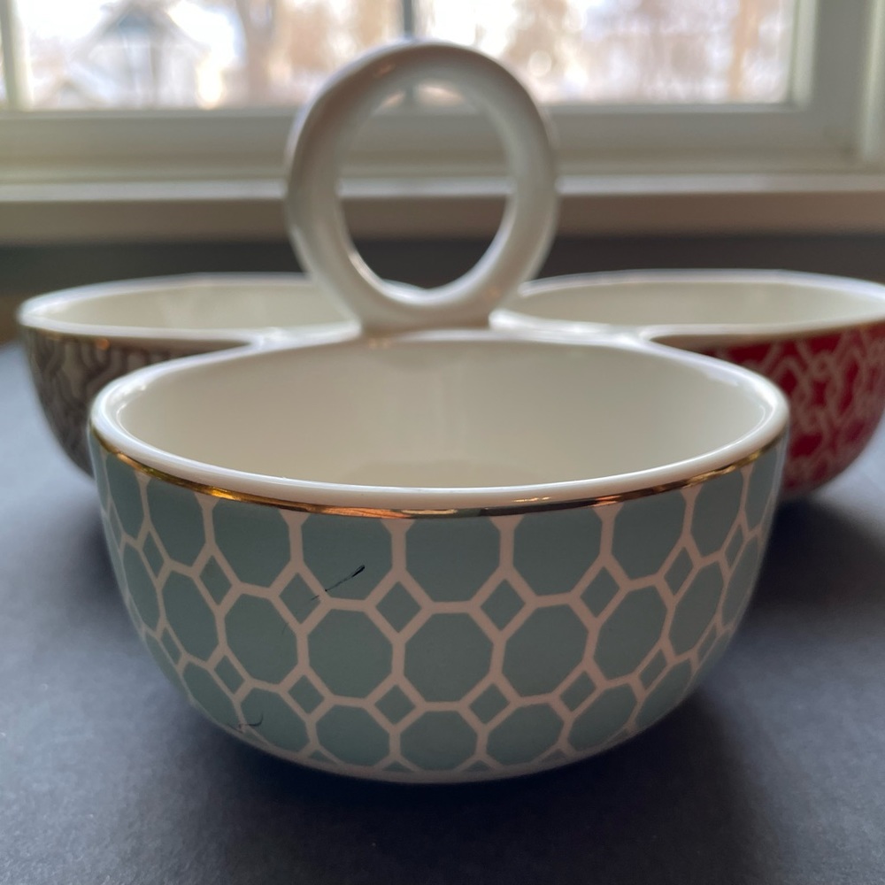 Threshold ceramic three piece serving dish. NWT